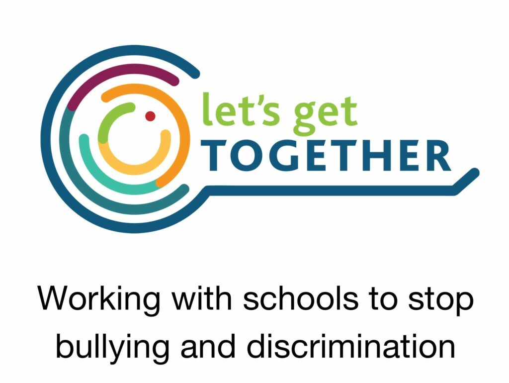 Let's Get Together logo. Working with schools to stop bullying and discrimination.